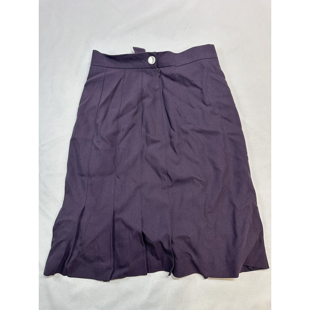Laurèl Escada Skirt Womens 38 FIts 26 US Purple Wool Rayon Pleated Business